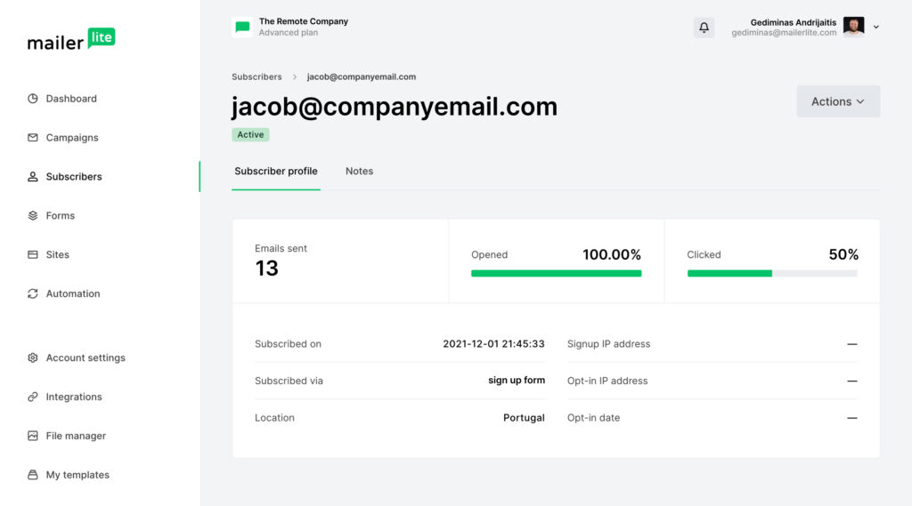Mailerlite free Plan