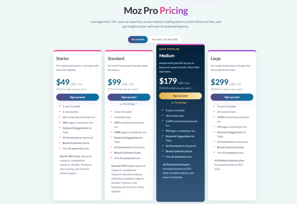 Best SEO Tools
Moz Pricing and Plans