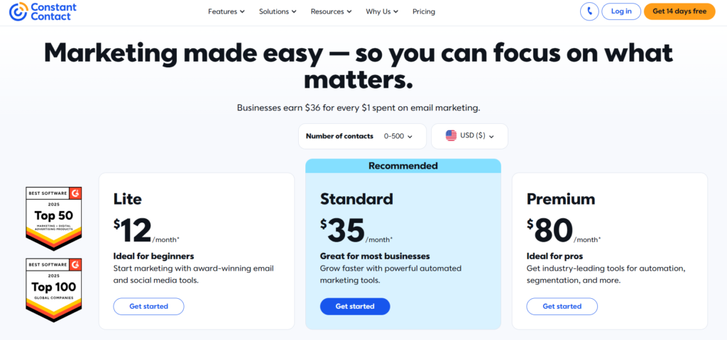 Constant Contact review - Pricing and plans 